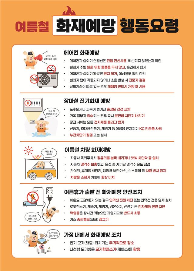 여름철 화재예방 행동요령 아래 설명