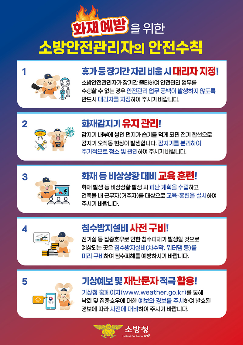 화재예방을 위한 소방안전관리자의 안전수칙 아래 상세설명